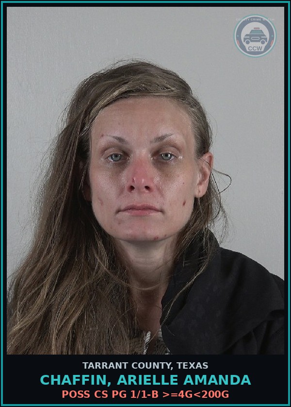 Booking mugshot of Chaffin, Arielle Amanda in Tarrant County