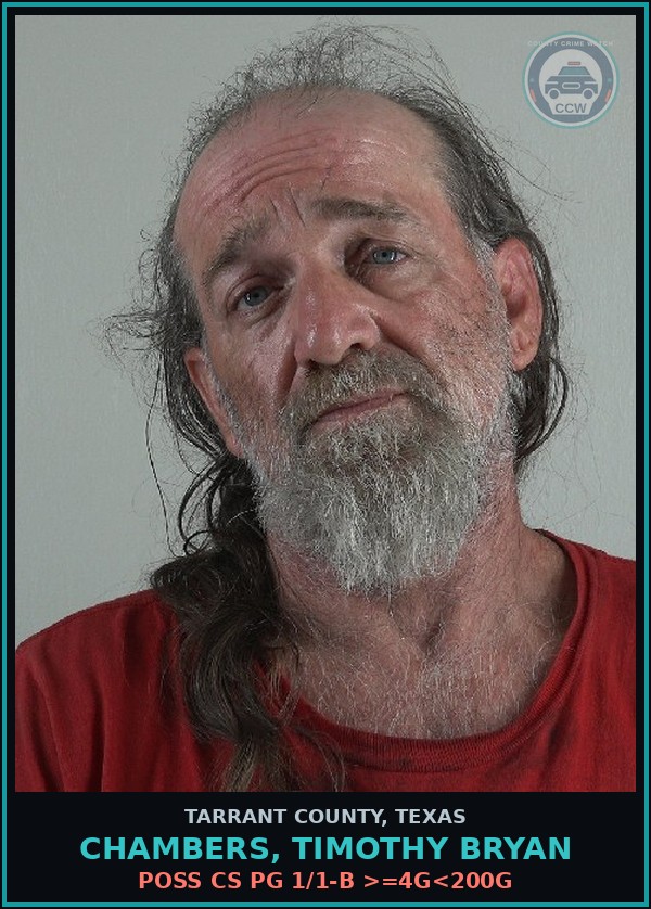 Booking mugshot of Chambers, Timothy Bryan in Tarrant County