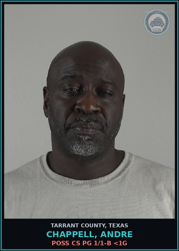 Booking mugshot of Chappell, Andre in Tarrant County