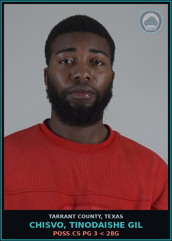 Booking mugshot of Chisvo, Tinodaishe Gil in Tarrant County