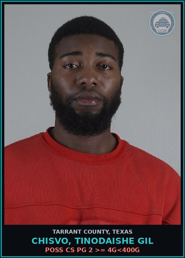 Booking mugshot of Chisvo, Tinodaishe Gil in Tarrant County