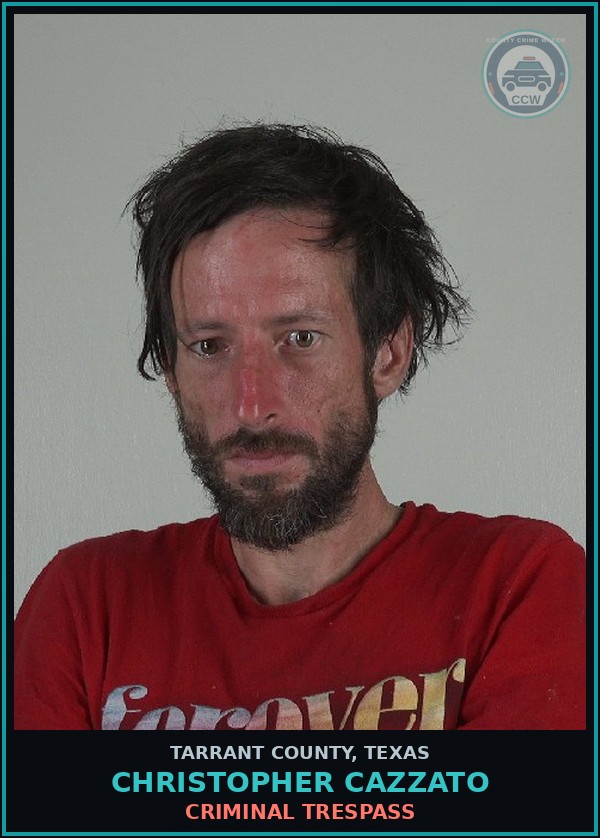 Booking mugshot of Christopher Cazzato in Tarrant County