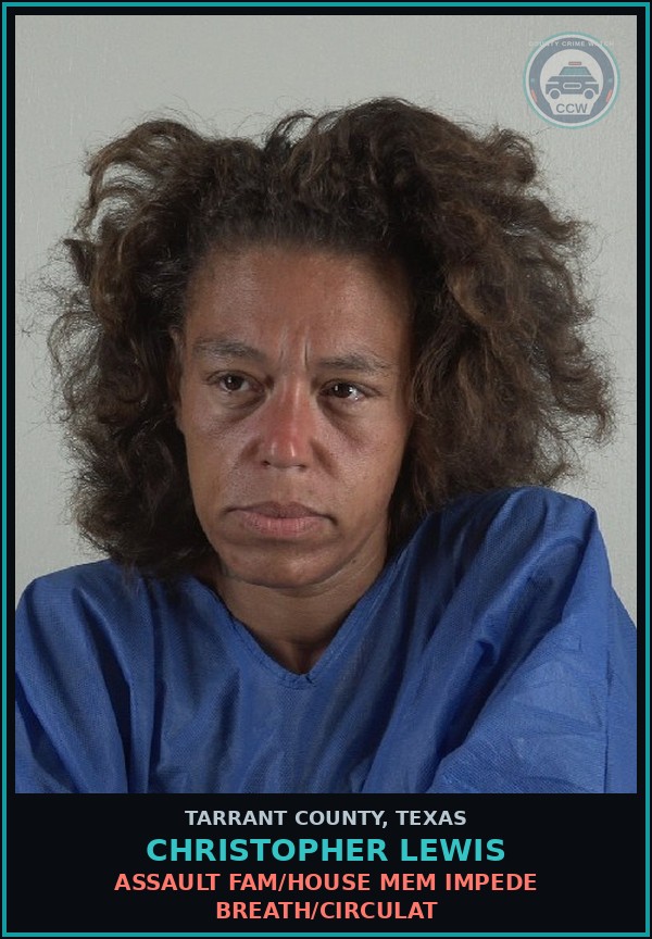 Booking mugshot of Christopher Lewis in Tarrant County