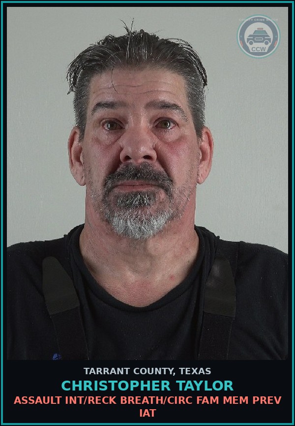Booking mugshot of Christopher Taylor in Tarrant County