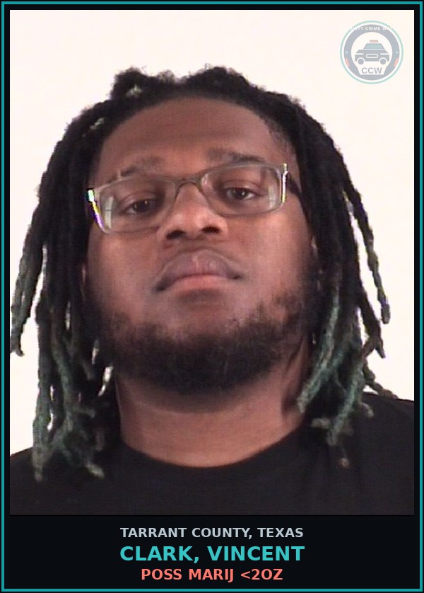 Booking mugshot of Clark, Vincent in Tarrant County