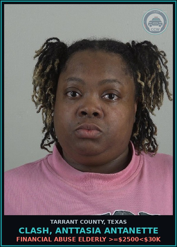 Booking mugshot of Clash, Anttasia Antanette in Tarrant County