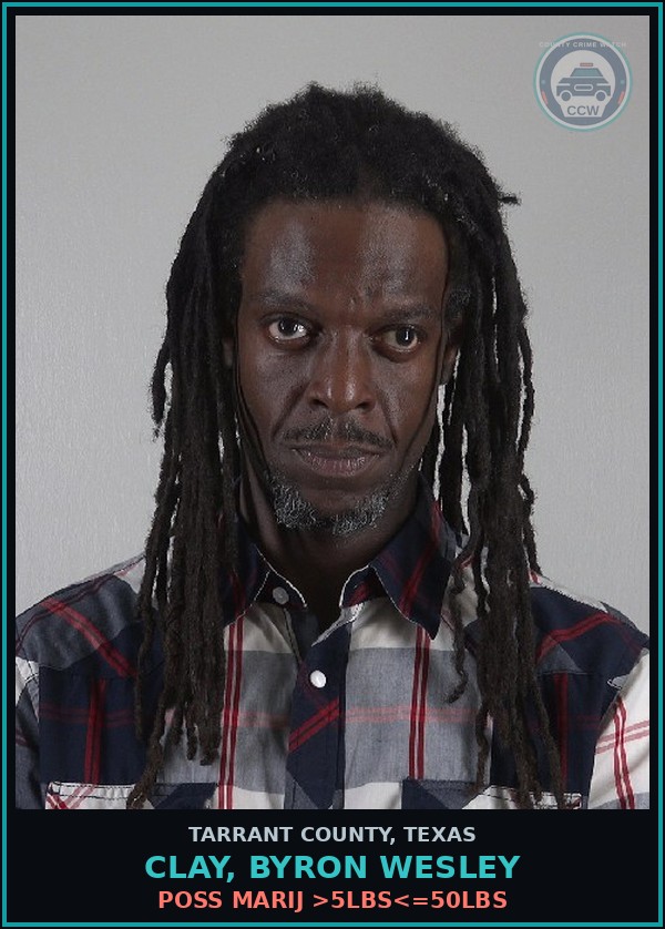 Booking mugshot of Clay, Byron Wesley in Tarrant County