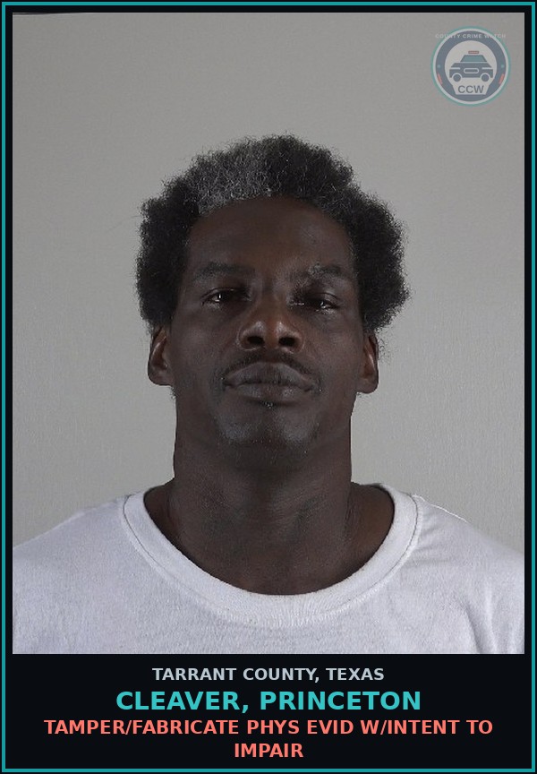 Booking mugshot of Cleaver, Princeton in Tarrant County