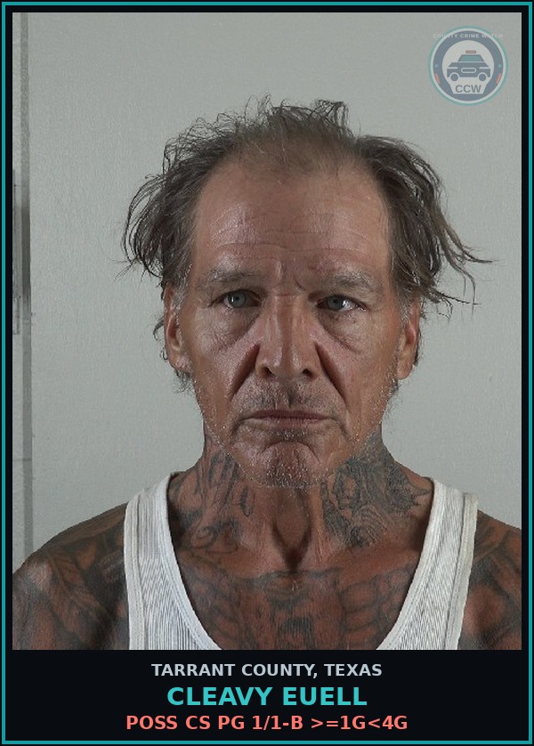 Booking mugshot of Cleavy Euell in Tarrant County