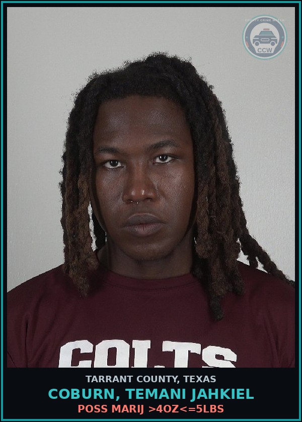 Booking mugshot of Coburn, Temani Jahkiel in Tarrant County