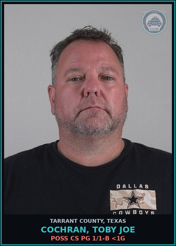 Booking mugshot of Cochran, Toby Joe in Tarrant County