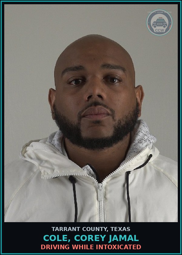 Booking mugshot of Cole, Corey Jamal in Tarrant County