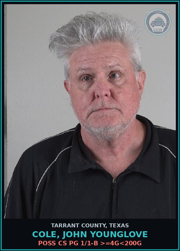 Booking mugshot of Cole, John Younglove in Tarrant County
