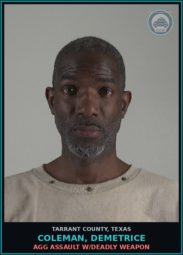 Booking mugshot of Coleman, Demetrice in Tarrant County