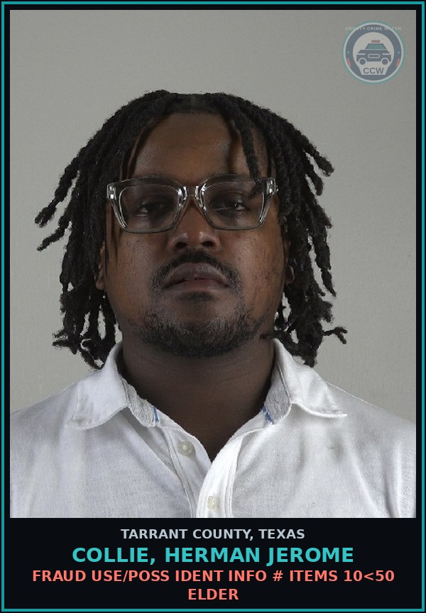 Booking mugshot of Collie, Herman Jerome in Tarrant County