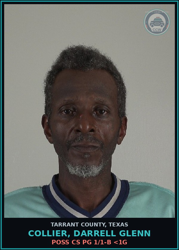 Booking mugshot of Collier, Darrell Glenn in Tarrant County