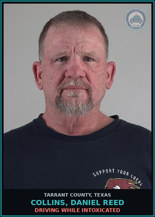 Booking mugshot of Collins, Daniel Reed in Tarrant County