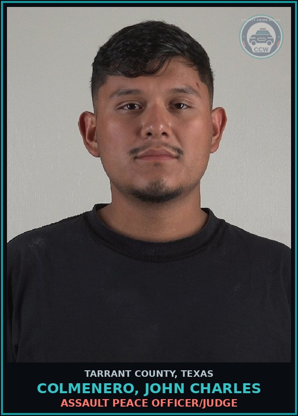 Booking mugshot of Colmenero, John Charles in Tarrant County