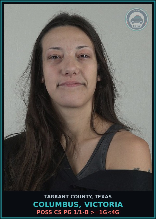 Booking mugshot of Columbus, Victoria in Tarrant County