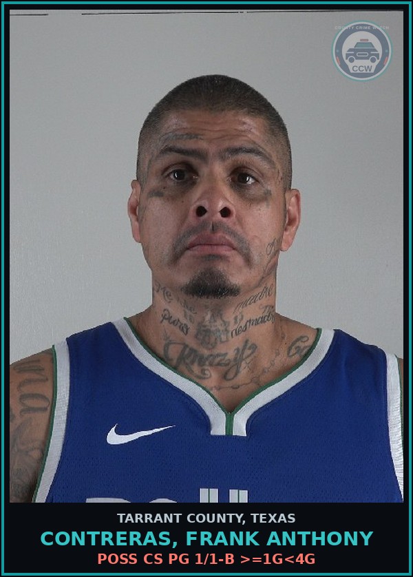 Booking mugshot of Contreras, Frank Anthony in Tarrant County