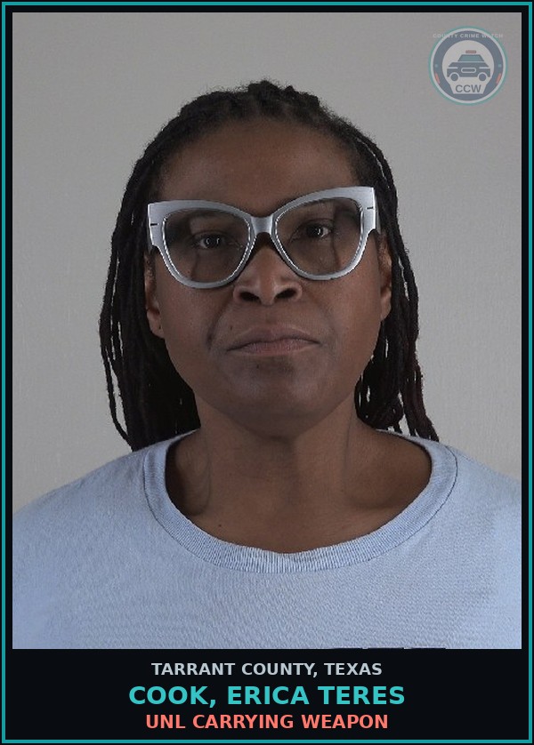 Booking mugshot of Cook, Erica Teres in Tarrant County