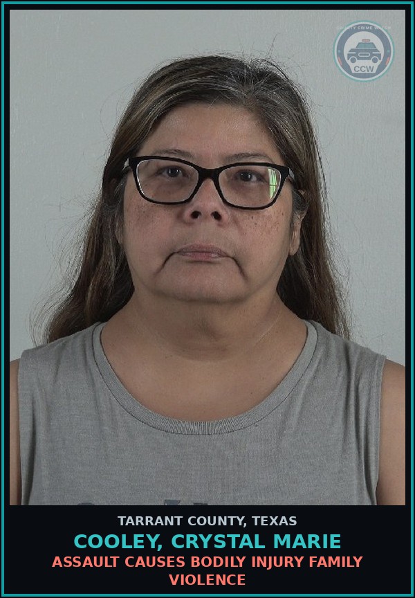 Booking mugshot of Cooley, Crystal Marie in Tarrant County
