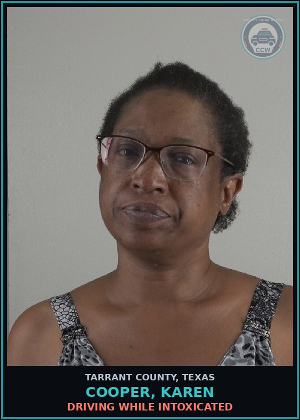 Booking mugshot of Cooper, Karen in Tarrant County