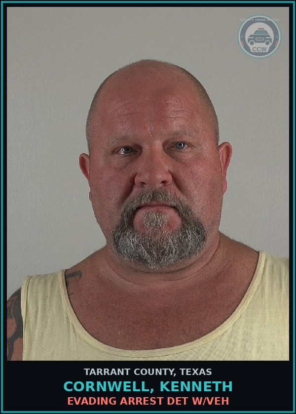 Booking mugshot of Cornwell, Kenneth in Tarrant County