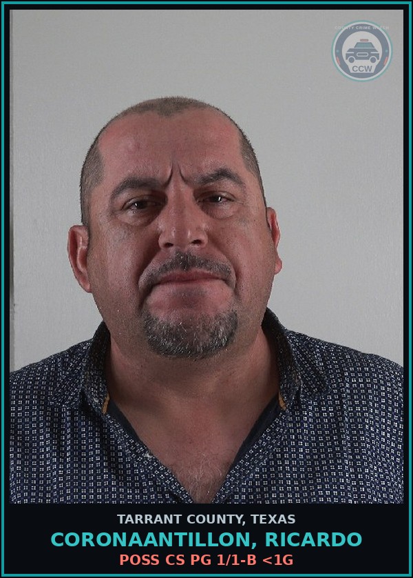 Booking mugshot of Coronaantillon, Ricardo in Tarrant County