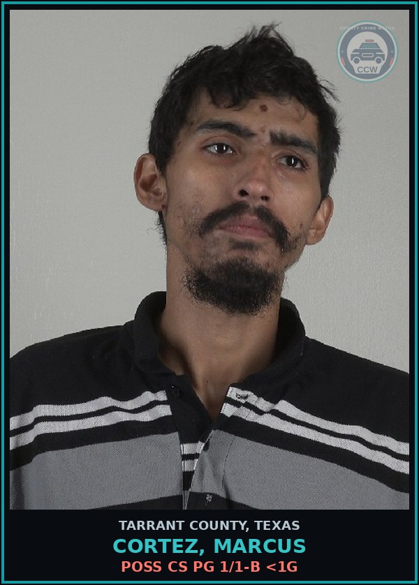 Booking mugshot of Cortez, Marcus in Tarrant County