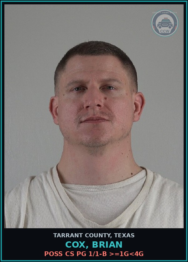 Booking mugshot of Cox, Brian in Tarrant County