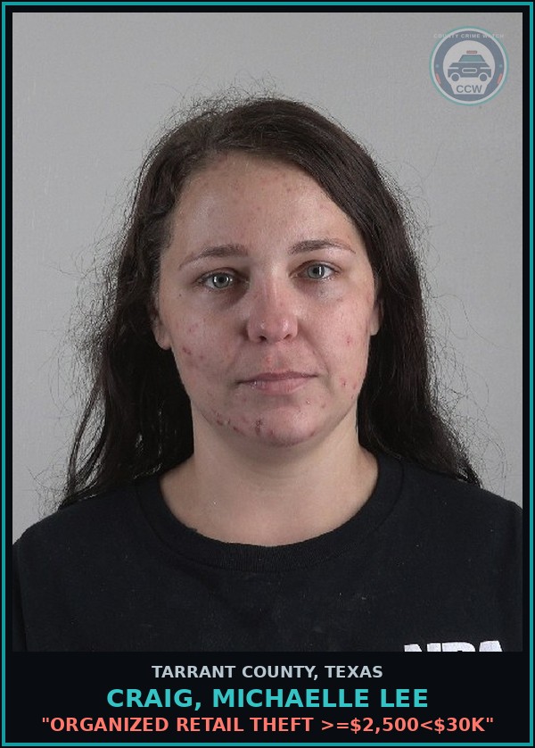 Booking mugshot of Craig, Michaelle Lee in Tarrant County
