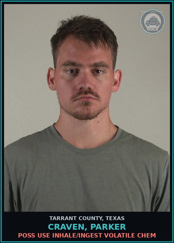 Booking mugshot of Craven, Parker in Tarrant County