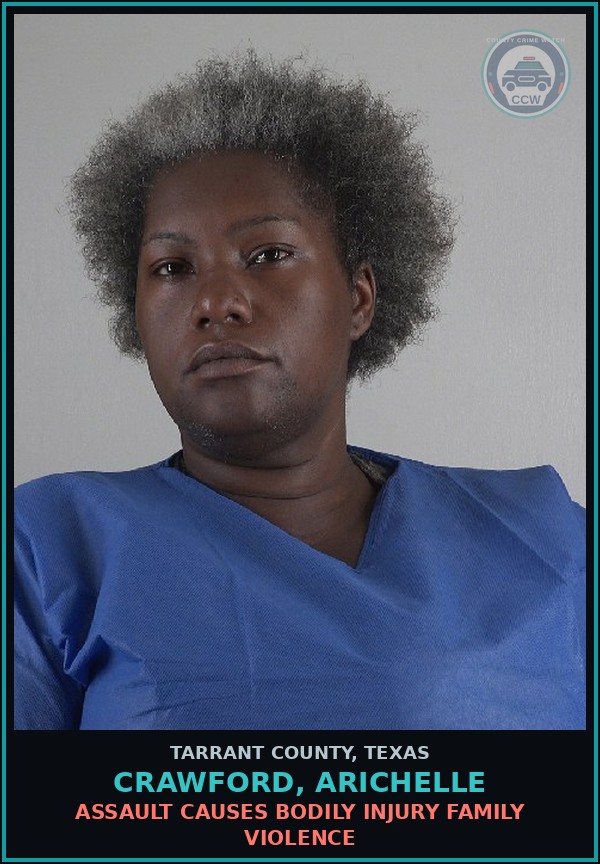 Booking mugshot of Crawford, Arichelle in Tarrant County