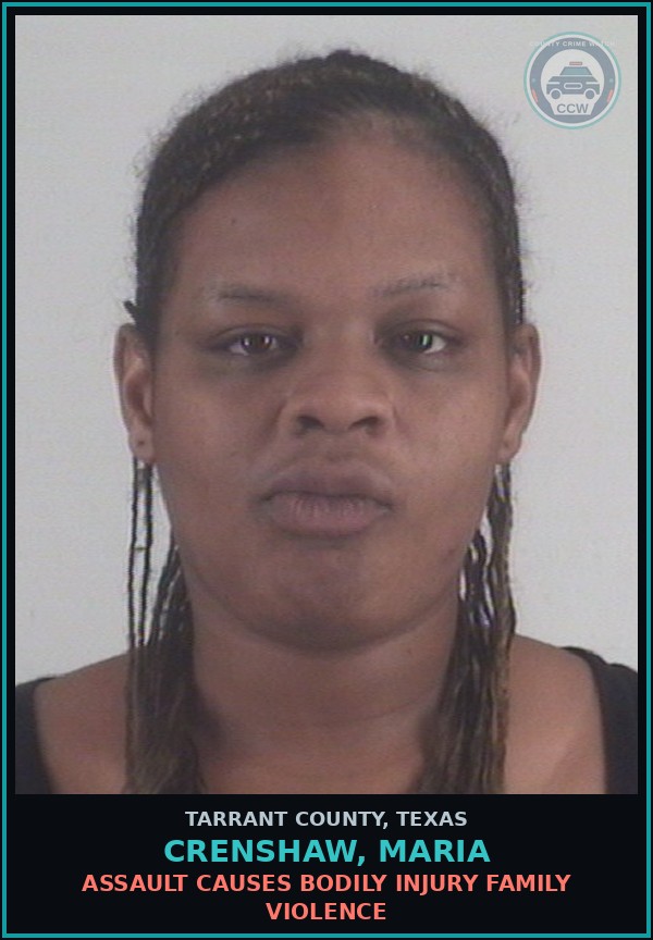 Booking mugshot of Crenshaw, Maria in Tarrant County