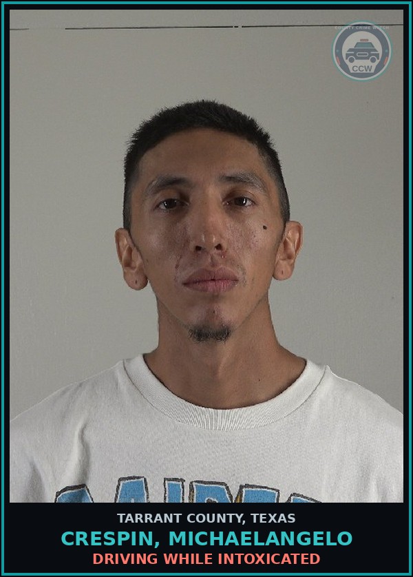Booking mugshot of Crespin, Michaelangelo in Tarrant County