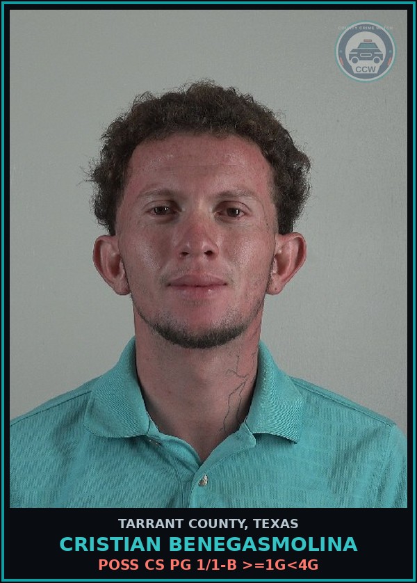 Booking mugshot of Cristian Benegasmolina in Tarrant County