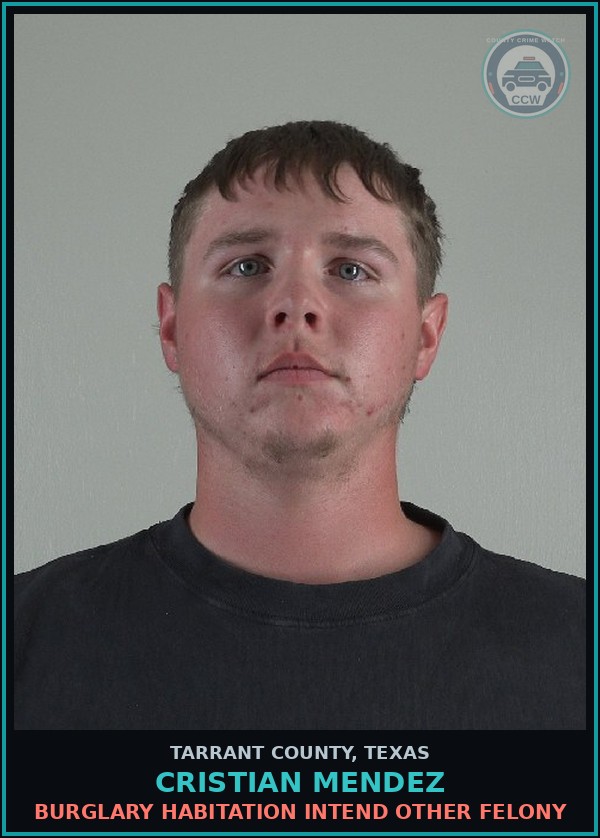 Booking mugshot of Cristian Mendez in Tarrant County