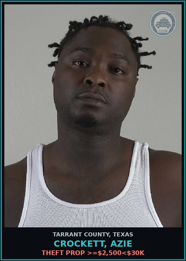 Booking mugshot of Crockett, Azie in Tarrant County