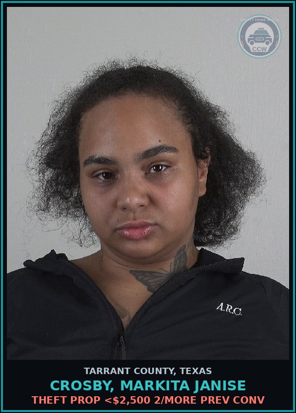Booking mugshot of Crosby, Markita Janise in Tarrant County