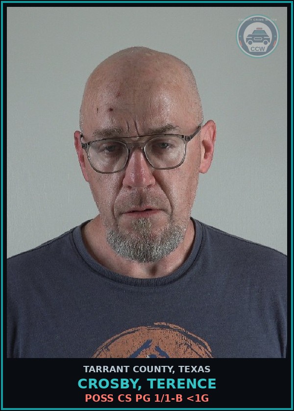 Booking mugshot of Crosby, Terence in Tarrant County