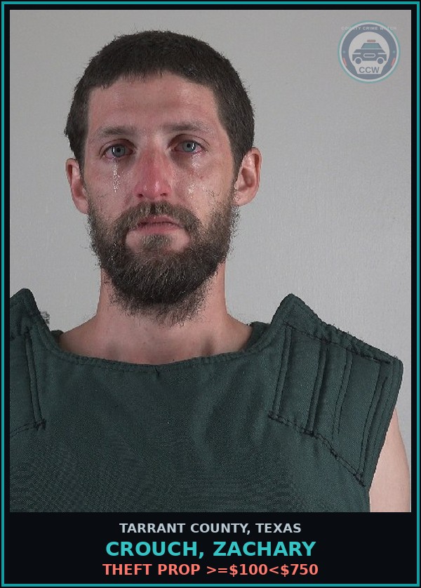 Booking mugshot of Crouch, Zachary in Tarrant County