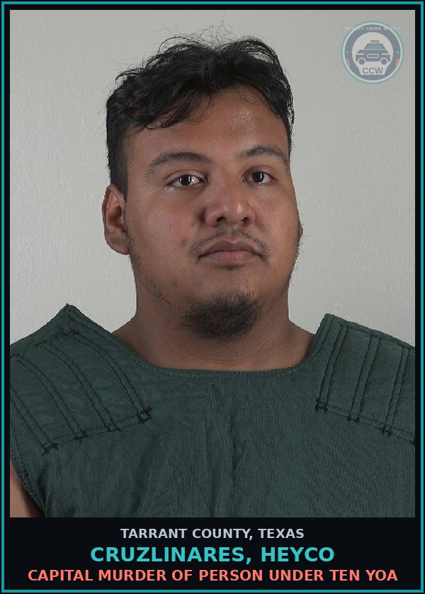 Booking mugshot of Cruzlinares, Heyco in Tarrant County
