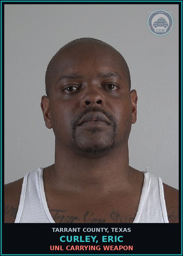 Booking mugshot of Curley, Eric in Tarrant County