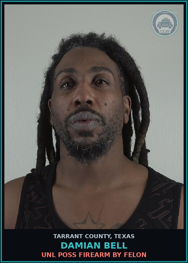 Booking mugshot of Damian Bell in Tarrant County