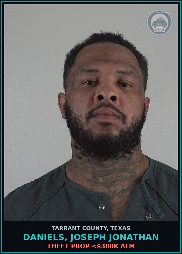 Booking mugshot of Daniels, Joseph Jonathan in Tarrant County