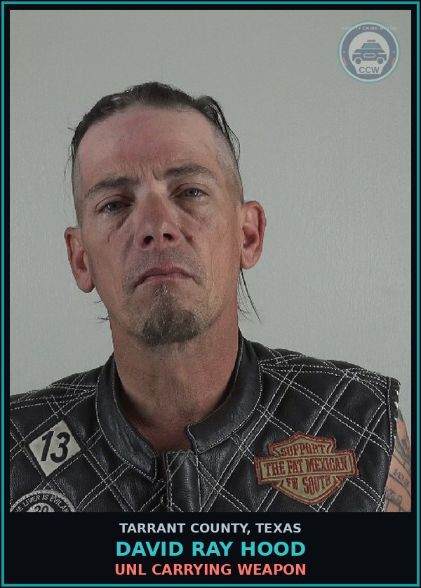 Booking mugshot of David Ray Hood in Tarrant County