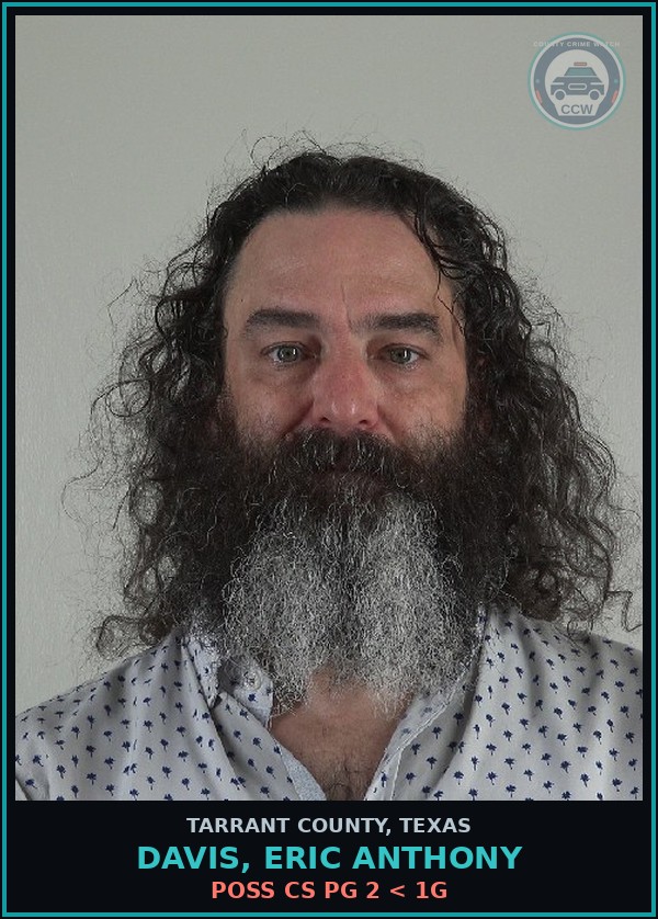 Booking mugshot of Davis, Eric Anthony in Tarrant County