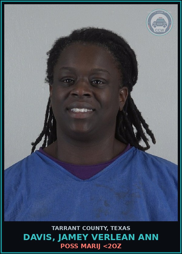 Booking mugshot of Davis, Jamey Verlean Ann in Tarrant County