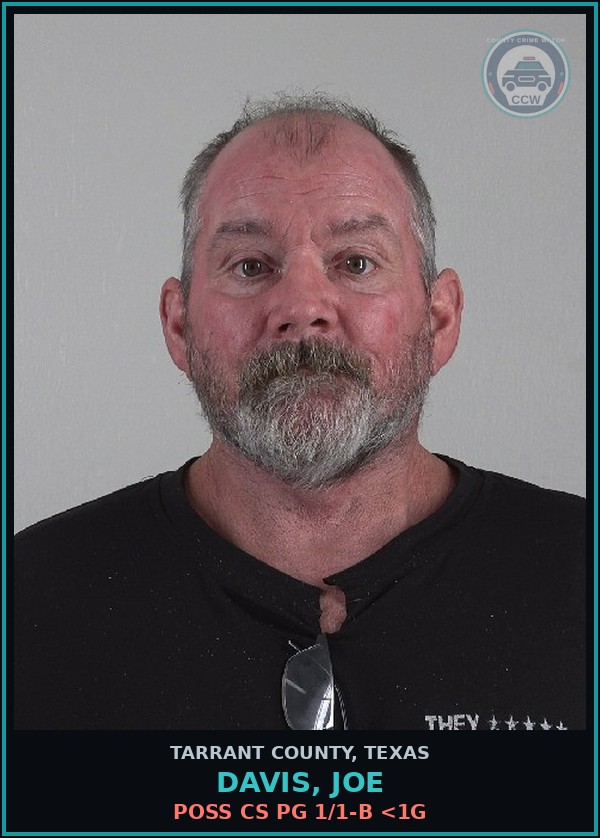 Booking mugshot of Davis, Joe in Tarrant County